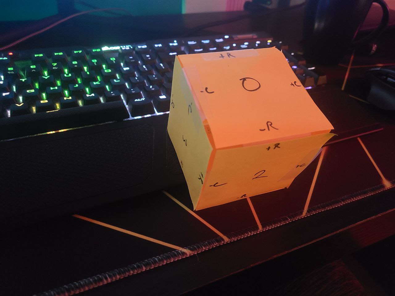 Paper cube used for reference